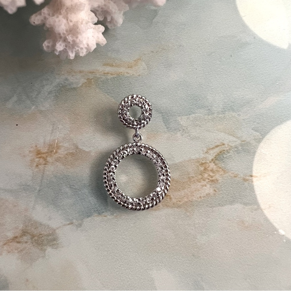 Sterling Silver CZ Double Circle Pendant